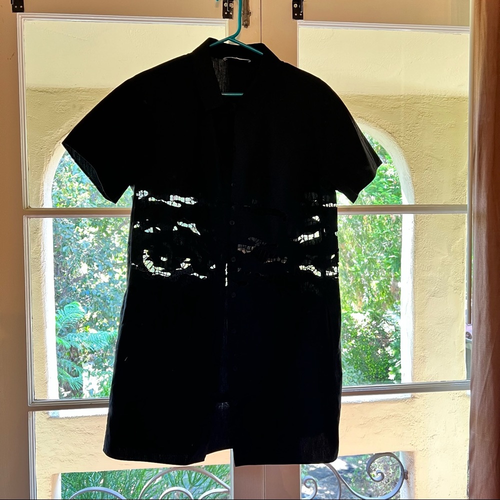 Button down shirt dress with cutouts